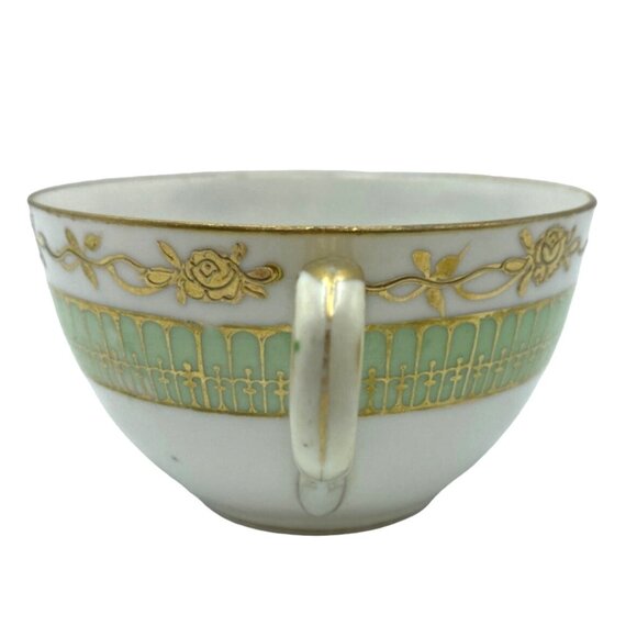 Antique Nippon Hand Painted Tea Cup & Saucer Set Gold Trim Japan - Picture 6 of 14